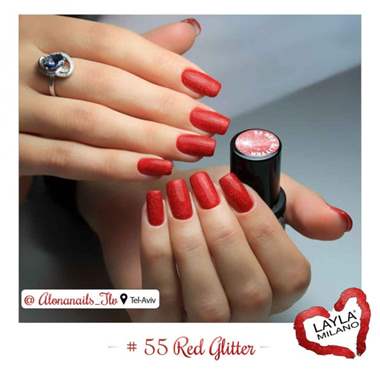 לק ג'ל לילה מילאנו 55 – Red Glitter : image 2